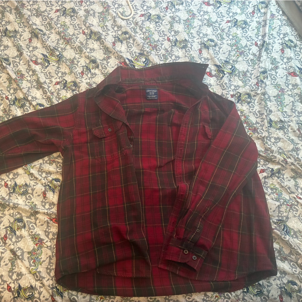 Faded Glory Men's Burgundy Plaid Button Down Shirt